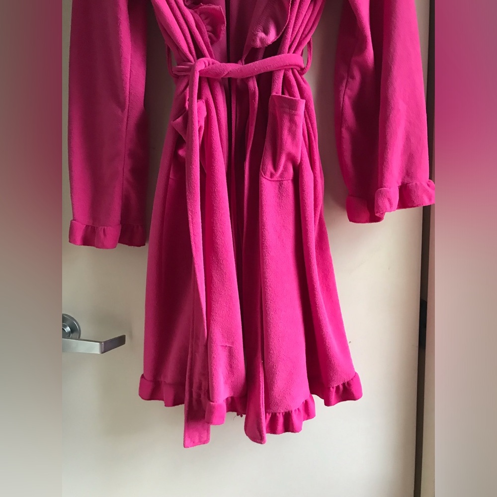 Ulta Beauty Hot Pink Ruffled Fleece Robe - Picture 3 of 4